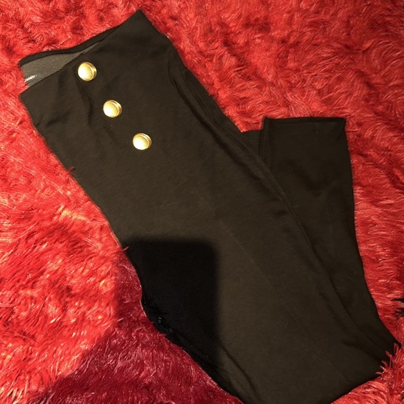 Tahari black tailored gold button military skinny dress pants Sz L - Picture 10 of 10